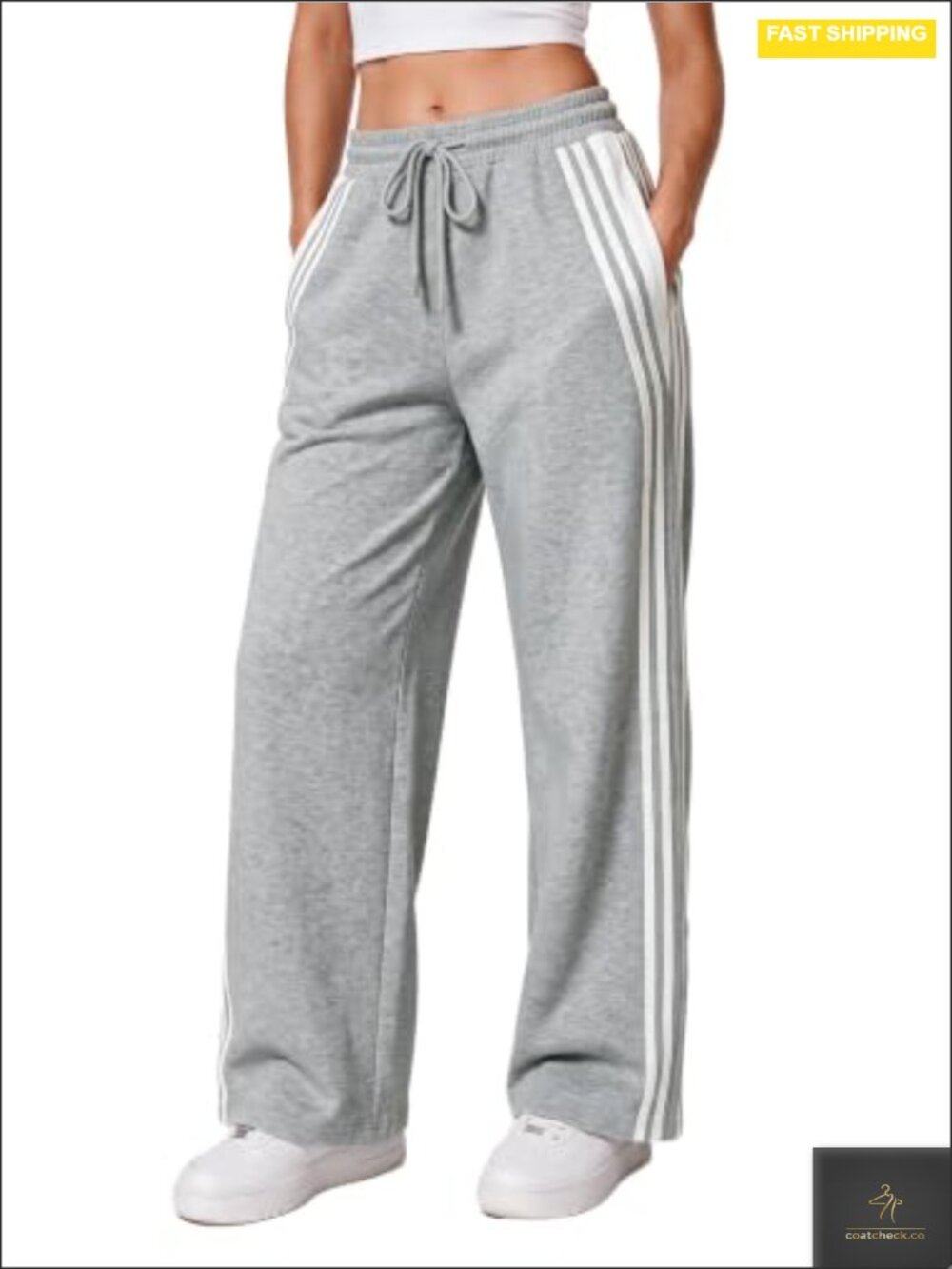 Y2K Wide Leg Striped Sweatpants Cotton Blend Pockets